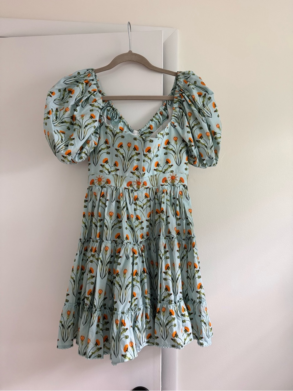 AGUA BY AGUA BENDITA Manzanilla floral print cotton poplin mini dress sz S - Picture 9 of 10